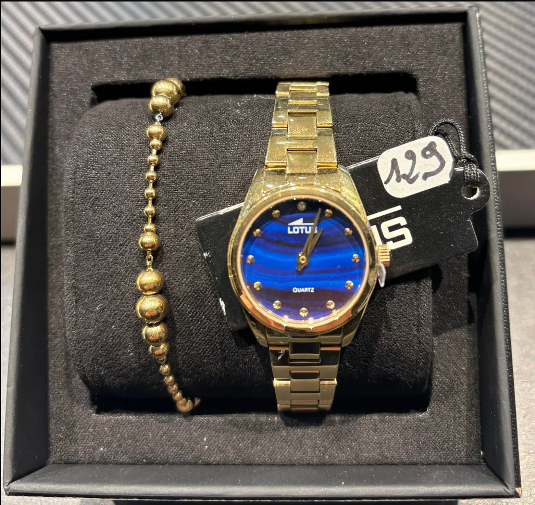 Coffret Lotus doré, cadran bleu